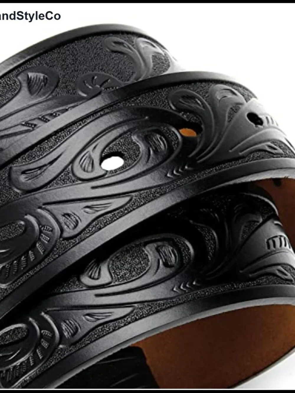 Full-Grain Leather Western Belt Unisex Cowboy Belt for Jeans